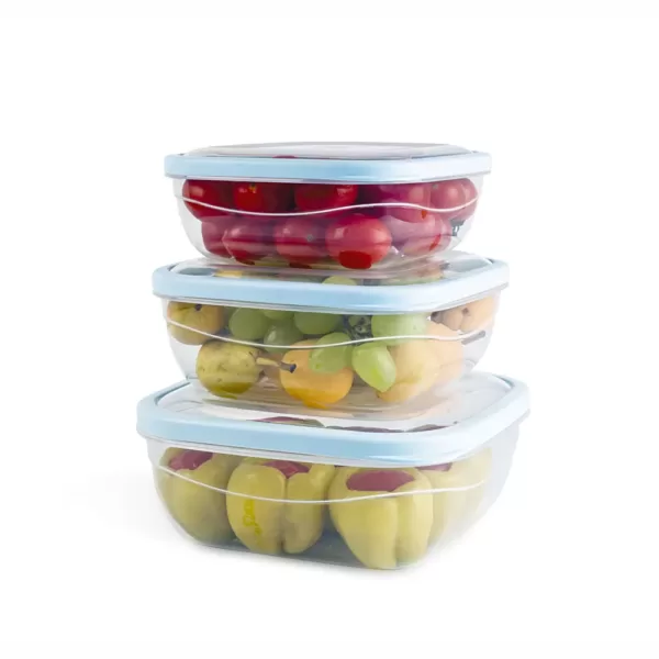 UCSAN PLASTIC Elegant Square Food Savers ( Set Of Three) (1,1 L + 1,6 L + 2,4 L)