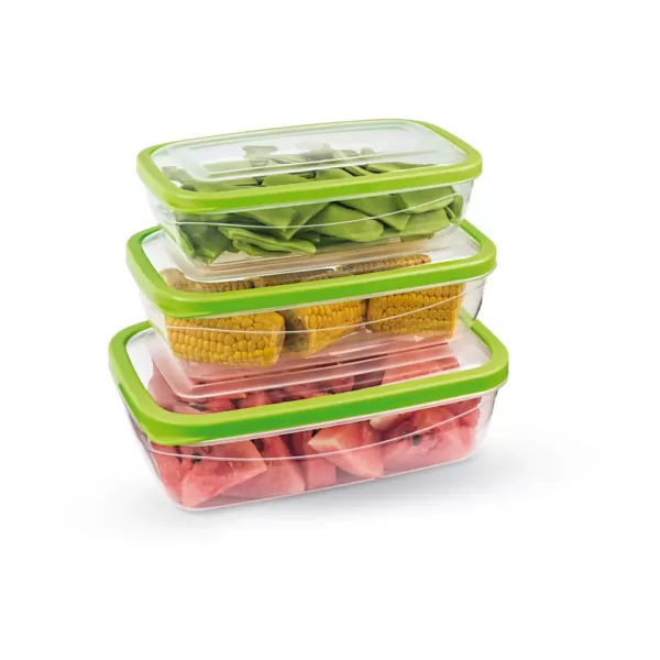 UCSAN PLASTIC Elegant Rectangular Food Saver (Set Of Three) (1,2 L + 1,8 L + 2,7 L)