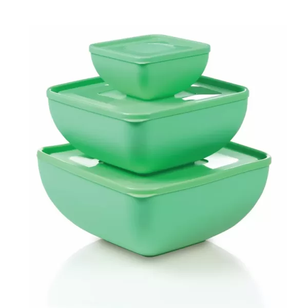 UCSAN PLASTIC Fit Square Bowl with Lid ( 3 Pcs Set ) ( 0,5 L + 2,5 L + 4 L )