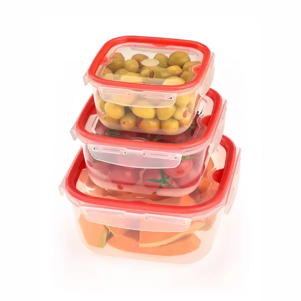 LOCK & FIT SQUARE FOOD BOX (Set of Three) 0,7+1,3+2,4 L