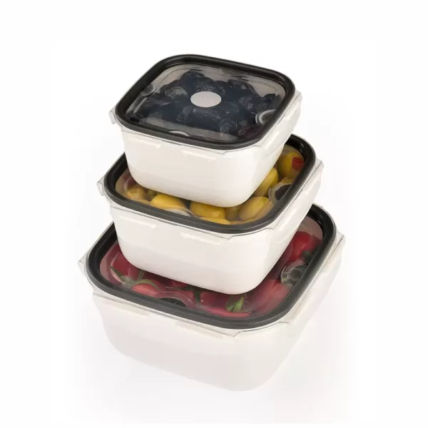 UCSAN PLASTIC Pure White Body Lock & Fit Square Box 3 Pcs Set ( 0,4 L + 0,7 L + 1,3 L)