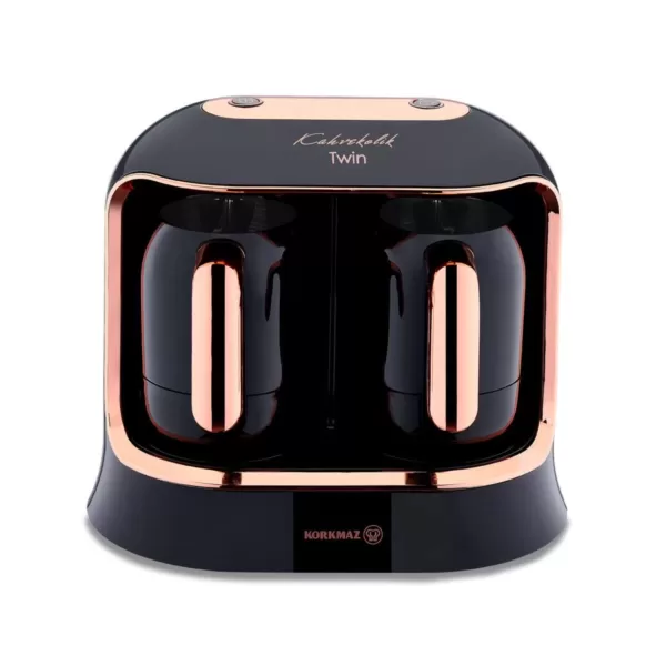 Korkmaz Kahvekolik Twin Turkish Coffee Maker 400 Watt – Black/Rosegold