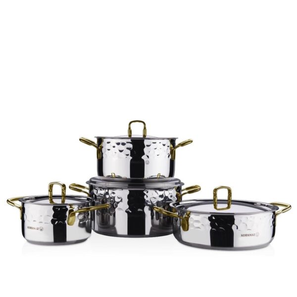 Korkmaz Erna 8 Piece Gold Cookware Set1